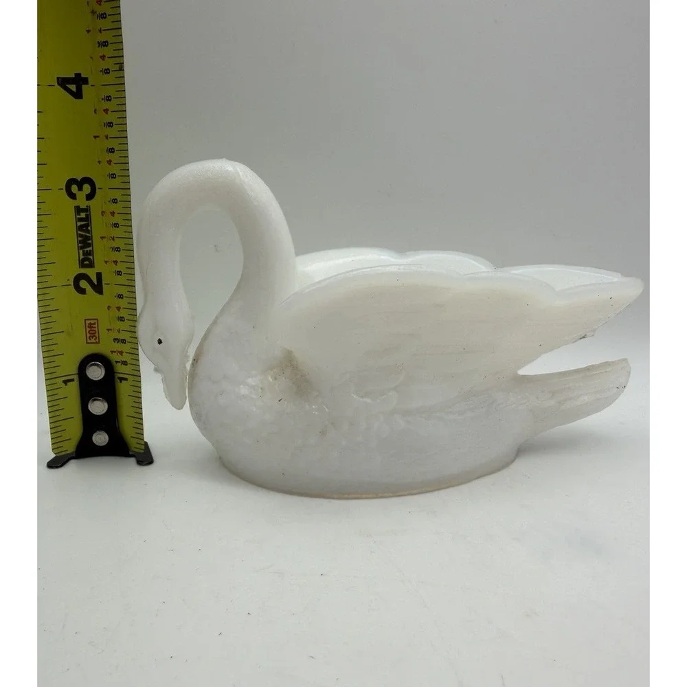 Vintage White Milk Glass Swan Planter Trinket Dish Vanity Candy Dish 5